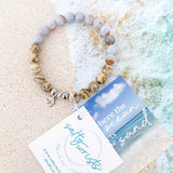 Aqua tides or beachy blues with sandy jaspers
