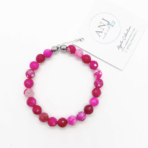 pink fuchsia fire faceted agate