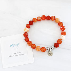 Orange fire faceted agate