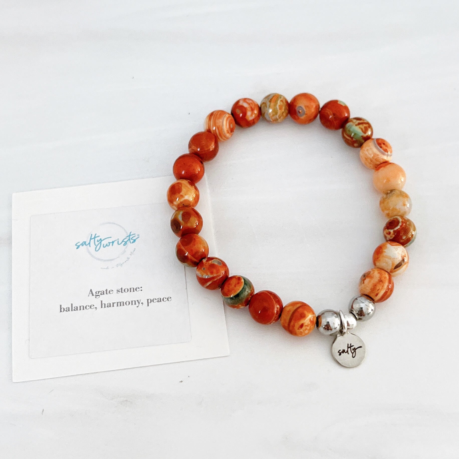 Orange and green agate – Salty Wrists