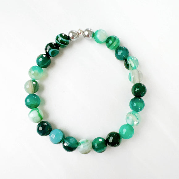 Green teal faceted agate