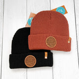 Where the ocean meets that sand waffle leather patch beanie